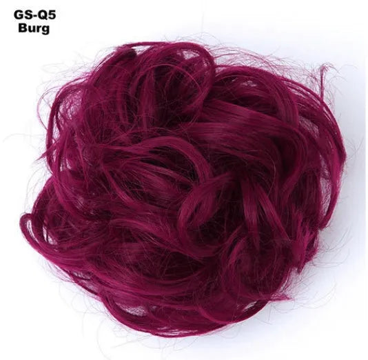 Hair ring adjustable wig band in burgundy colour on white background