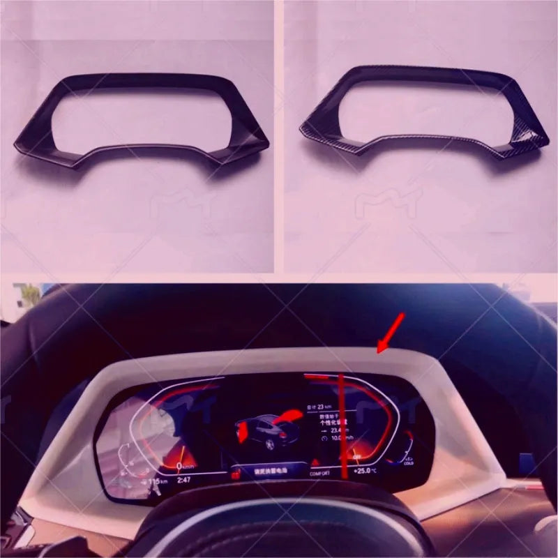 BMW X5 dashboard decorative frame in ABS plastic with peach wood or carbon fibre finish