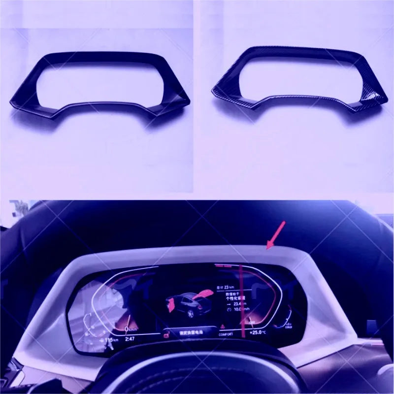 BMW X5 dashboard decorative frame in ABS plastic with peach wood or carbon fibre finish