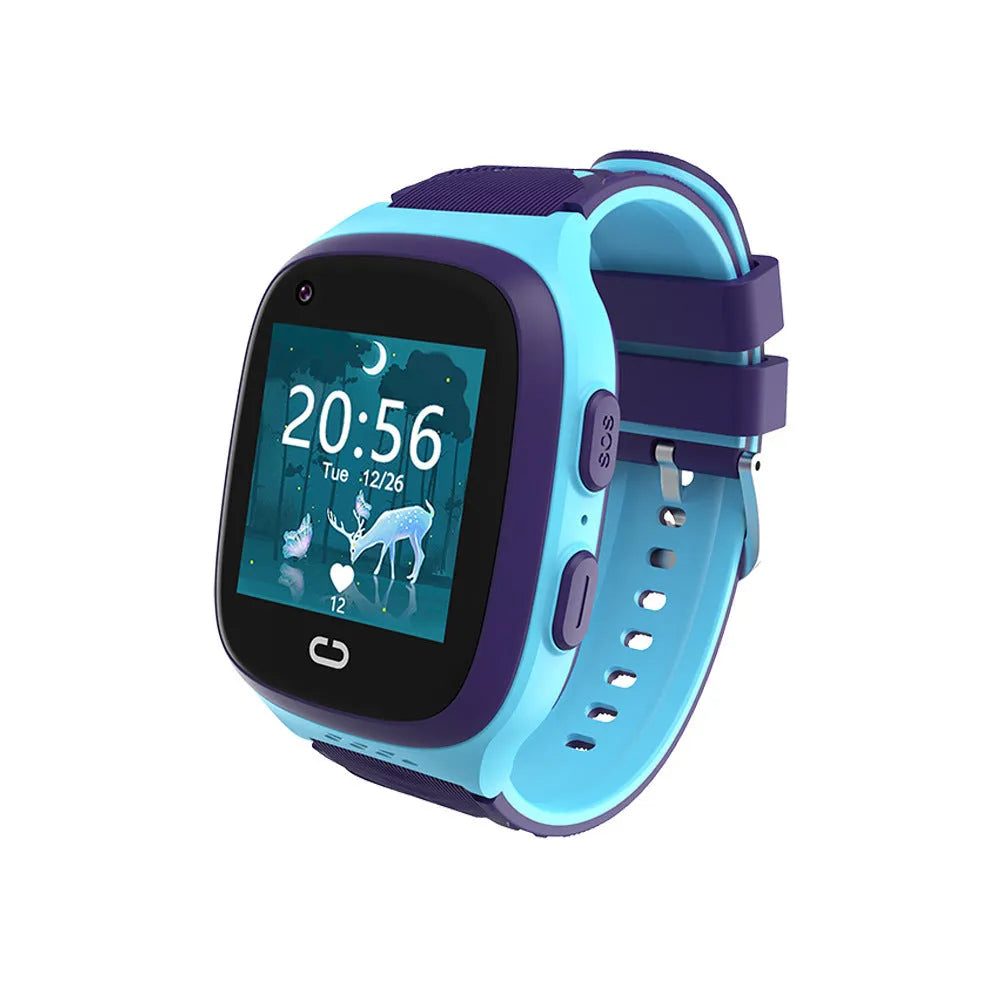 4G children's GPS smart watch with video call and SOS, ABS body, 1.4-inch touch screen, black colour on wrist