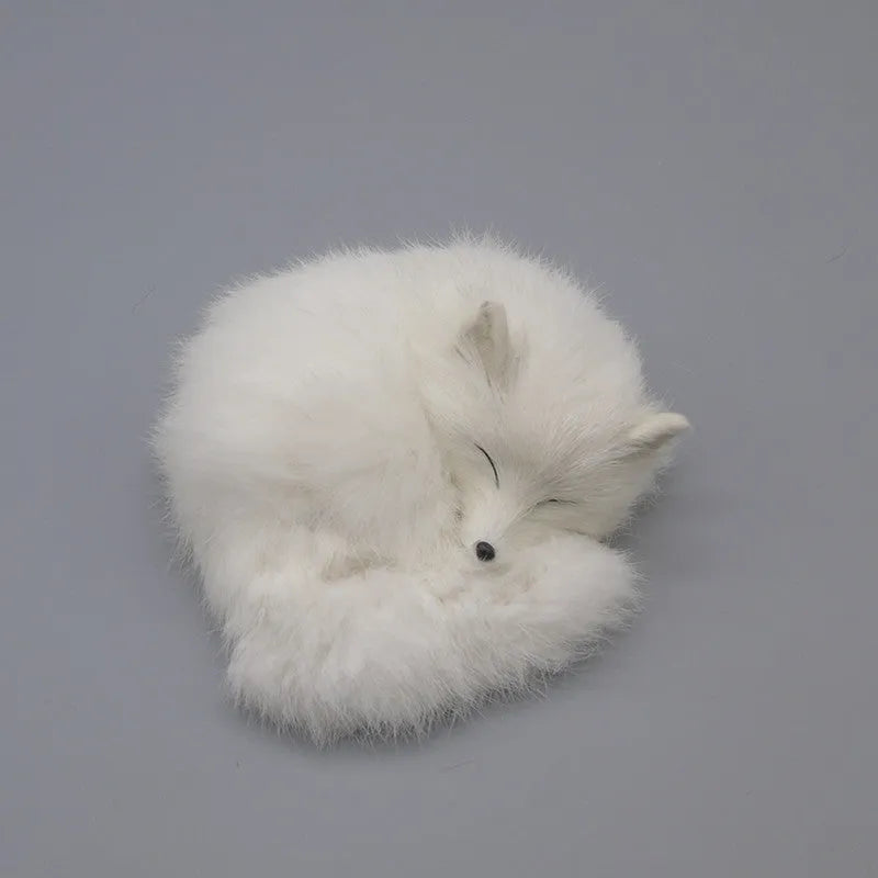 Artificial white fox fur car decoration on vehicle dashboard showing soft texture and compact size