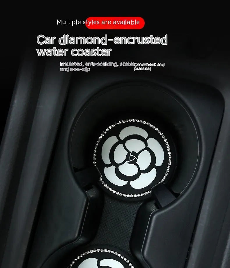 PVC plastic car cup mat coaster in black and white checkerboard pattern for car cupholder