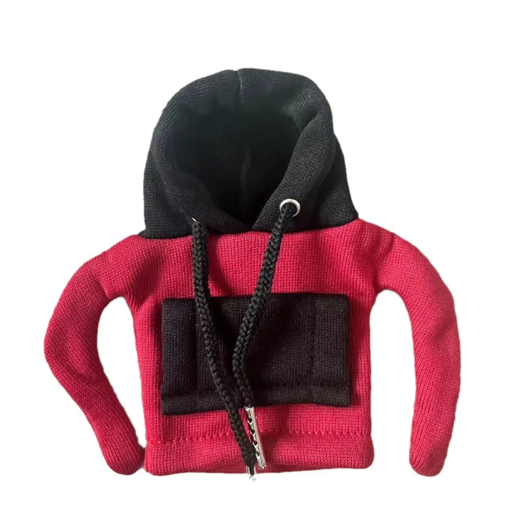 Red and white Christmas-themed polyester hood cover for a car gear shift lever.
