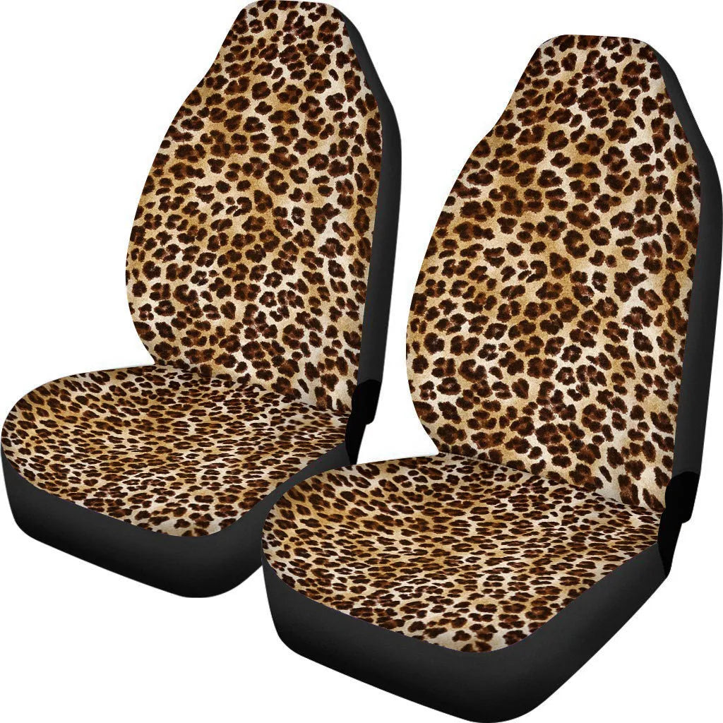 Retro cow spot leopard print car seat covers on vehicle seats