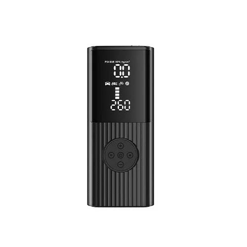 Portable wireless car tyre inflator with 100W motor, lighting, and USB charging port