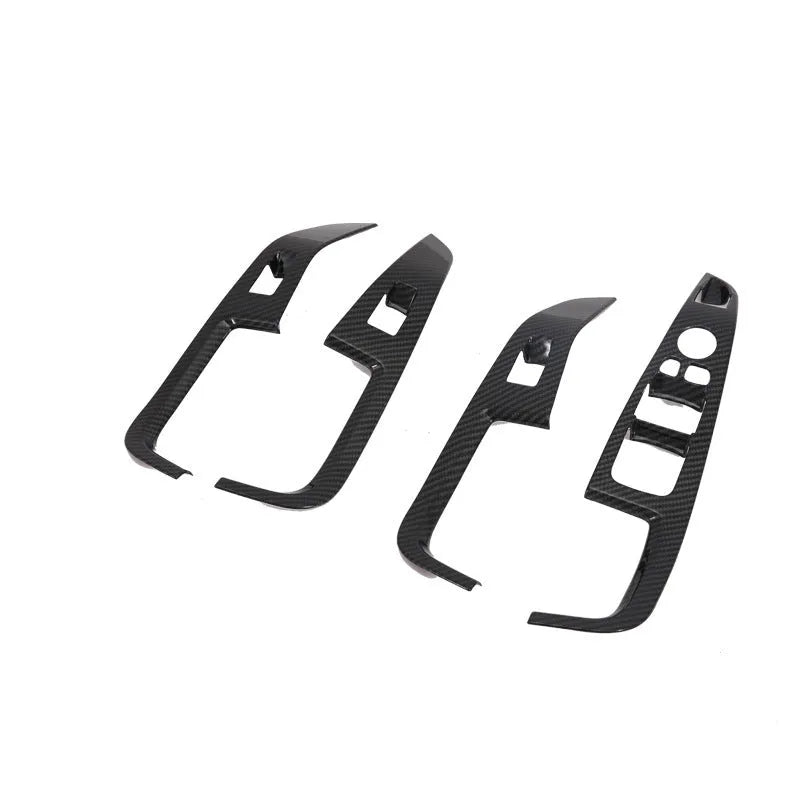 Black ABS plastic cup holder decoration cover for BMW X5 2019 model centre console.