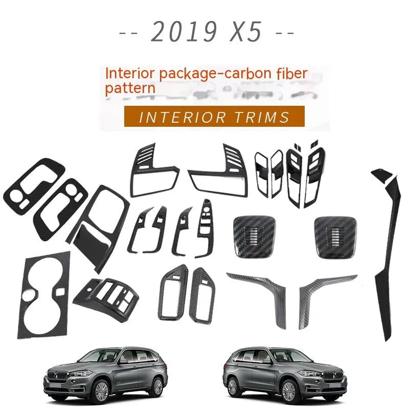 Black ABS plastic cup holder decoration cover for BMW X5 2019 model centre console.
