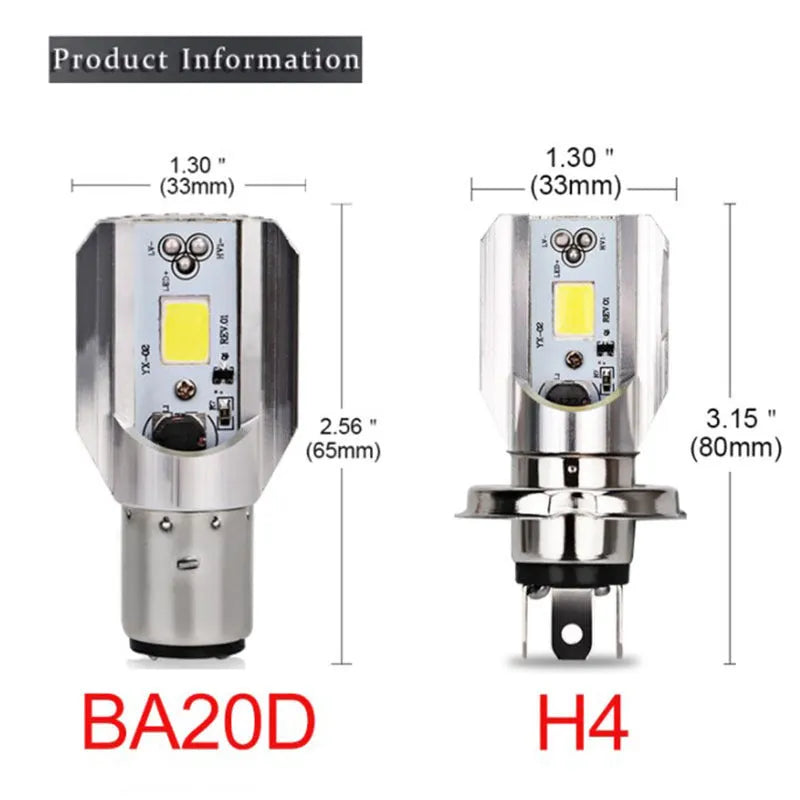 Motorcycle LED headlight with aluminium housing and white light output