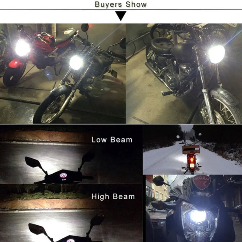 Motorcycle LED headlight with aluminium housing and white light output