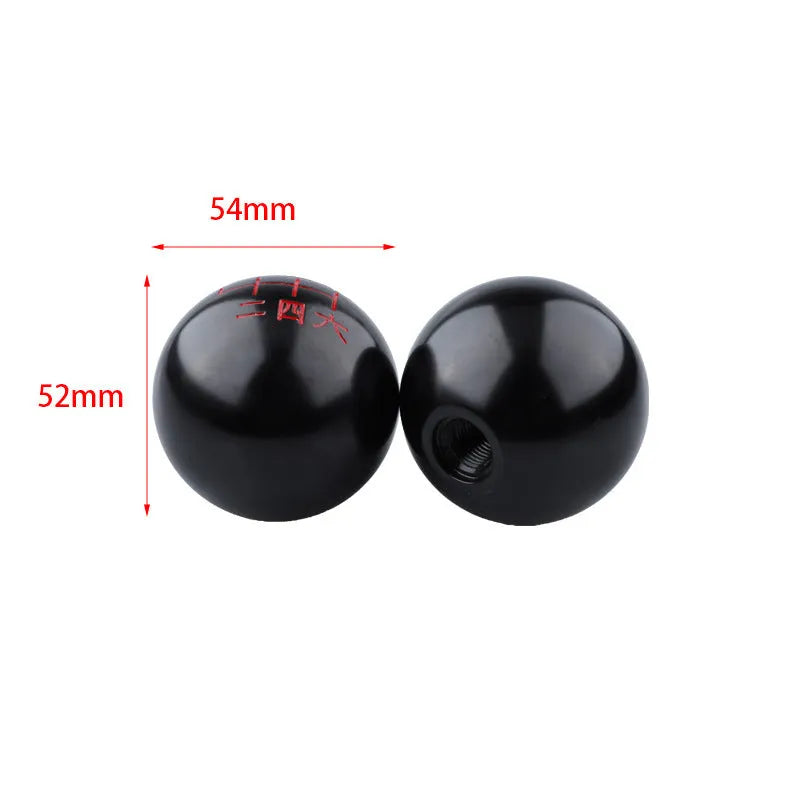 Aluminium alloy round car gear shift head shown in one of five available style variations.