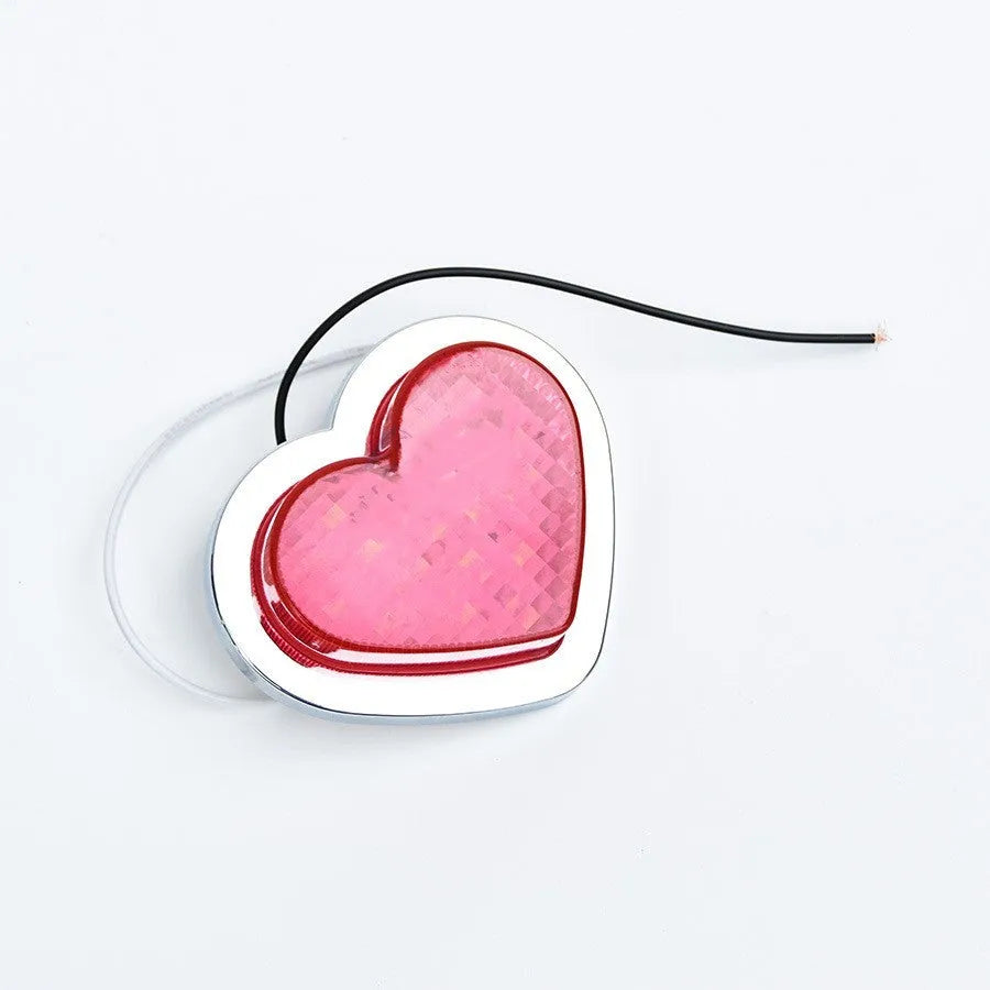 Japanese-style heart-shaped red LED car sidelight for 12V fender installation.