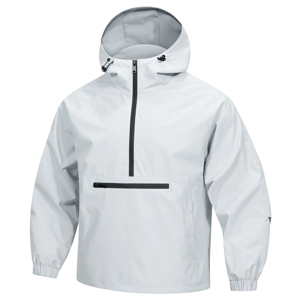 Men's Korean-style loose half-zip hooded sweater jacket in rabbit fur corduroy fabric