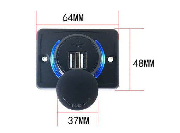 Black 12V-24V car USB charger with 3.1A output for vehicle installation