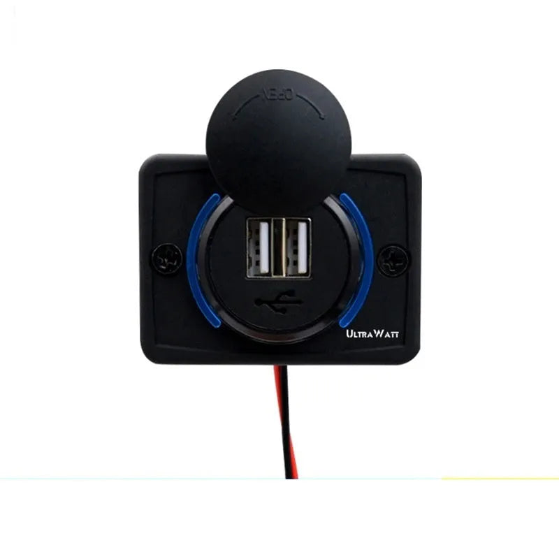 Black 12V-24V car USB charger with 3.1A output for vehicle installation