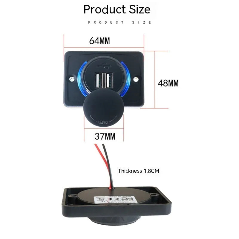 Black 12V-24V car USB charger with 3.1A output for vehicle installation