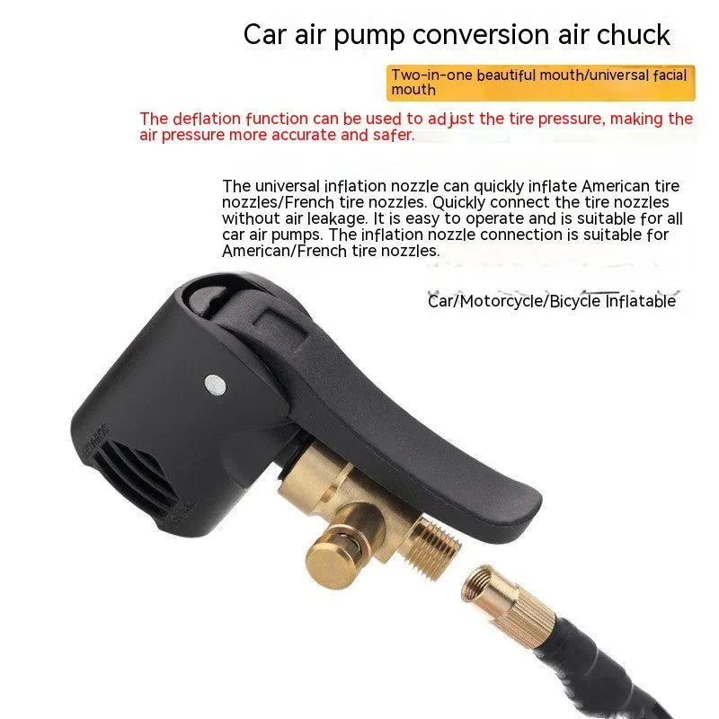Two-in-one vehicle air conversion inflatable chuck connector with 16cm clarinet tube