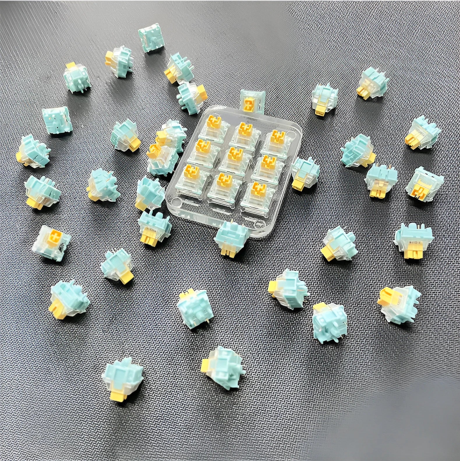36 Sea Salt Lemon PRO Mute colour keyboard shaft switches arranged for mechanical keyboard replacement