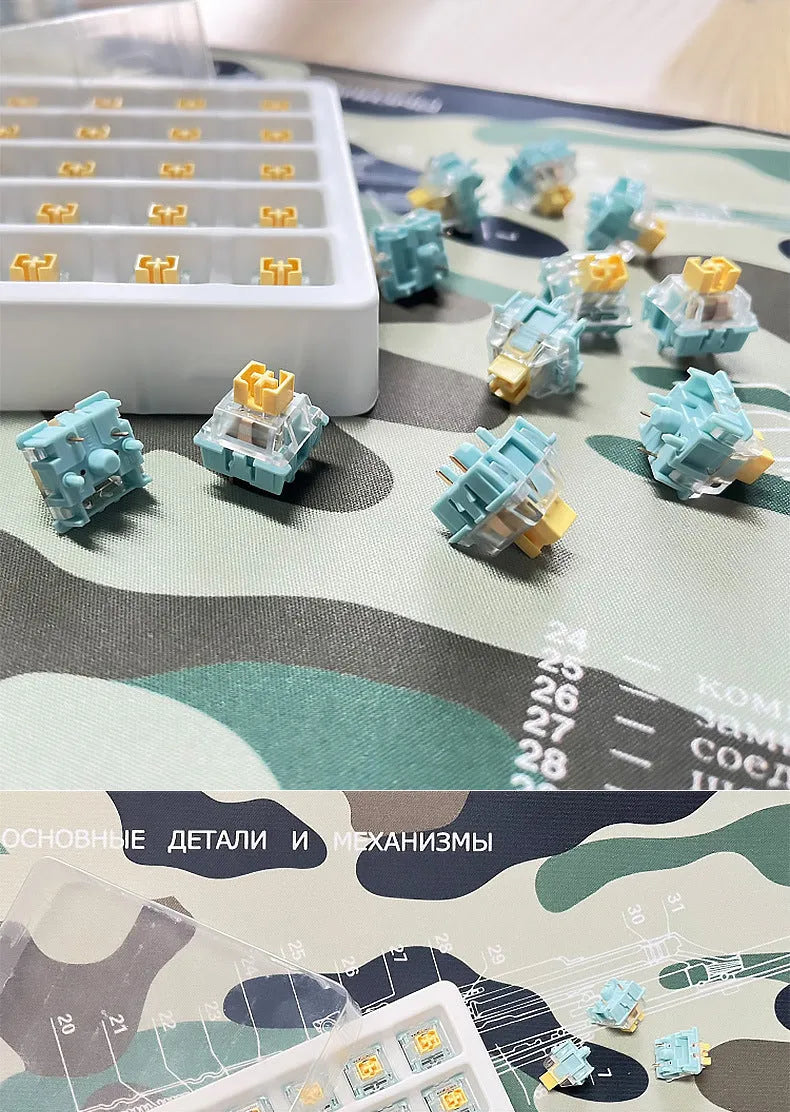 36 Sea Salt Lemon PRO Mute colour keyboard shaft switches arranged for mechanical keyboard replacement