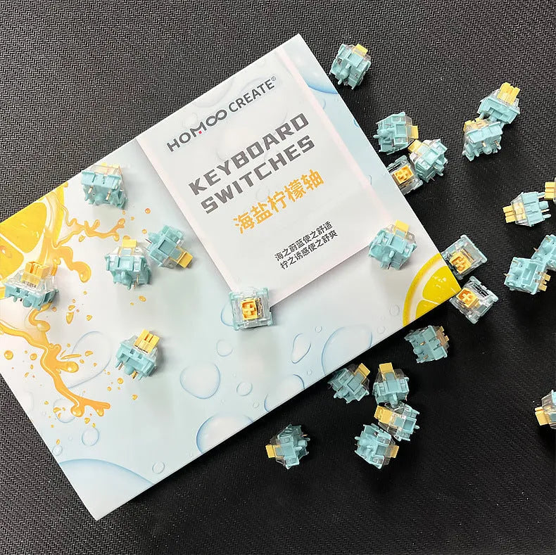 36 Sea Salt Lemon PRO Mute colour keyboard shaft switches arranged for mechanical keyboard replacement