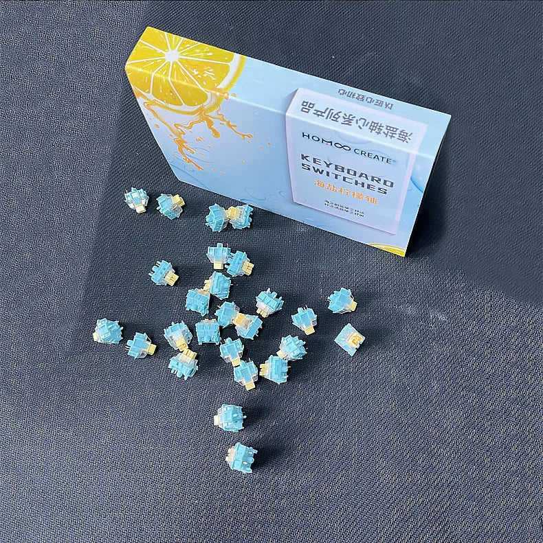 36 Sea Salt Lemon PRO Mute colour keyboard shaft switches arranged for mechanical keyboard replacement