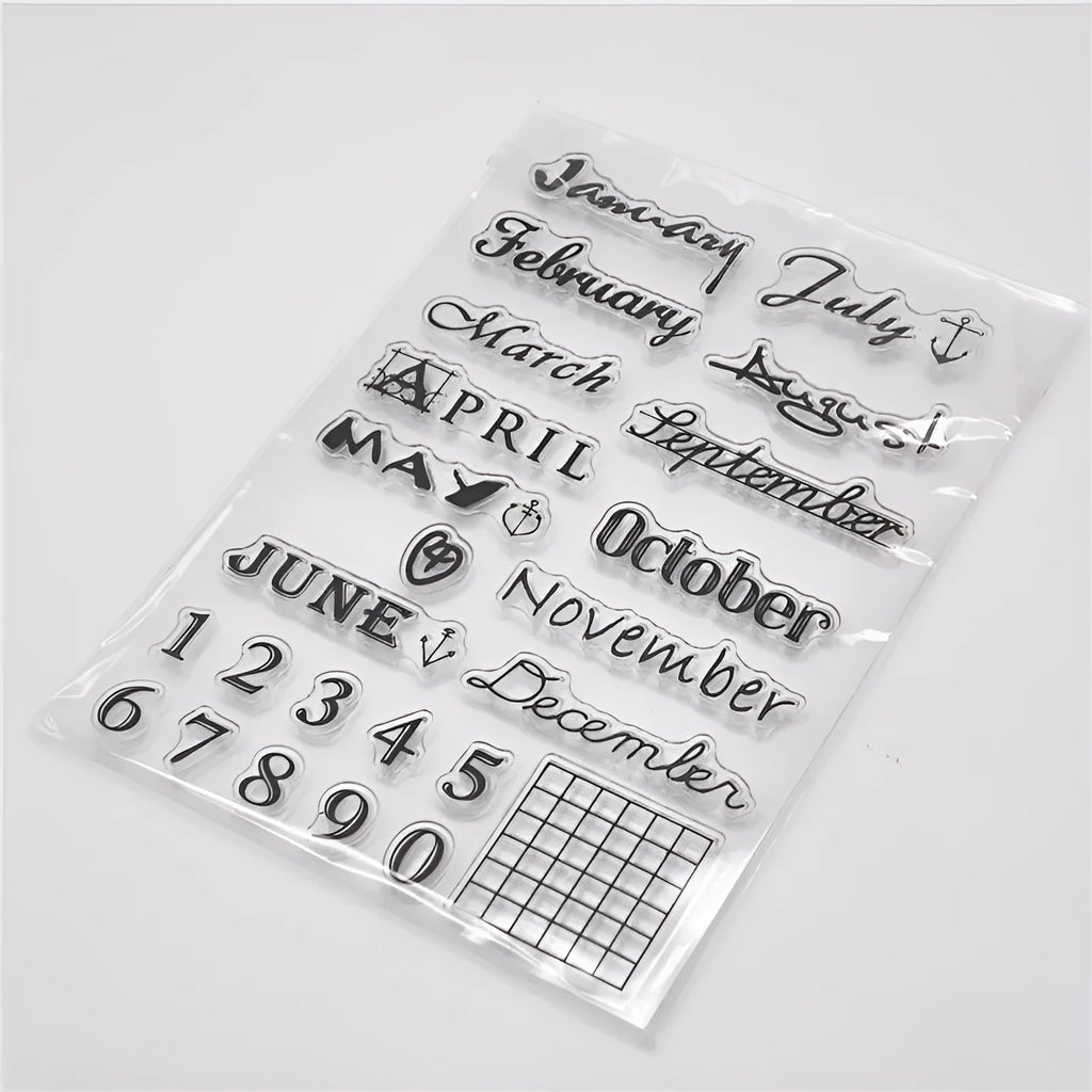 Transparent silicone vintage icon calendar seal for date stamping