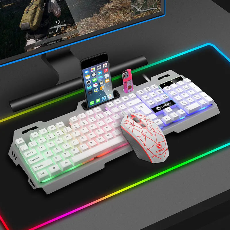 Limei T19 luminous gaming keyboard and mouse set in black with mechanical feel keys