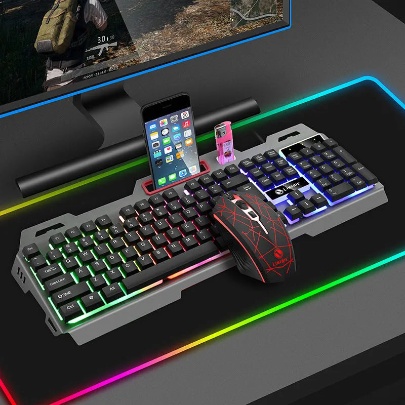 Limei T19 luminous gaming keyboard and mouse set in black with mechanical feel keys