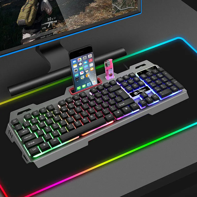 Limei T19 luminous gaming keyboard and mouse set in black with mechanical feel keys