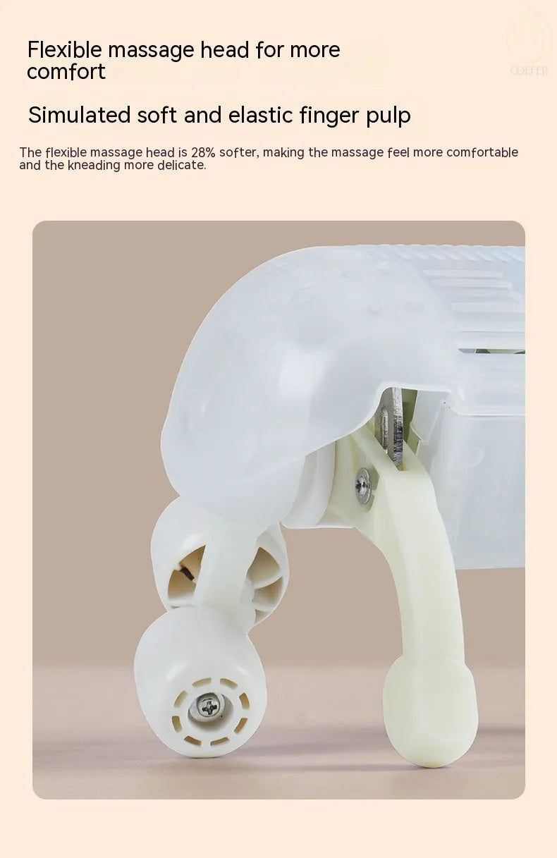 Milky white rechargeable electric shoulder and neck kneading massager with USB cable