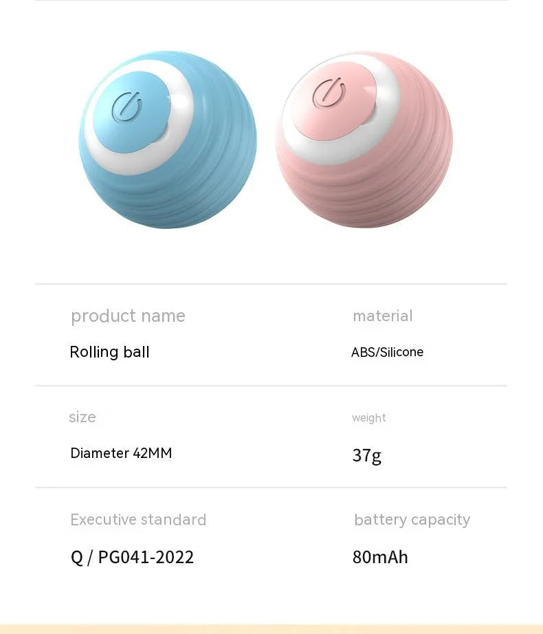 Blue automatic moving cat toy ball with silicone construction for indoor feline play