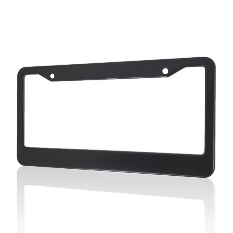 Minimalist aluminum alloy license plate frame in black finish for American standard car plate