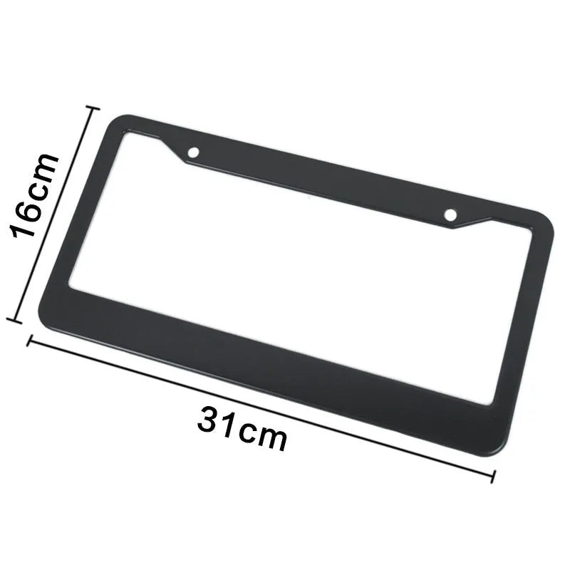 Minimalist aluminum alloy license plate frame in black finish for American standard car plate