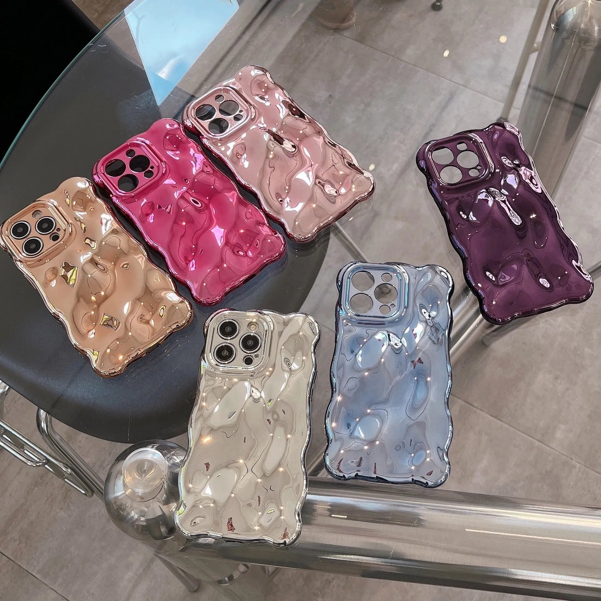 TPU phone case with bubble shell electroplating finish in silver for iPhone