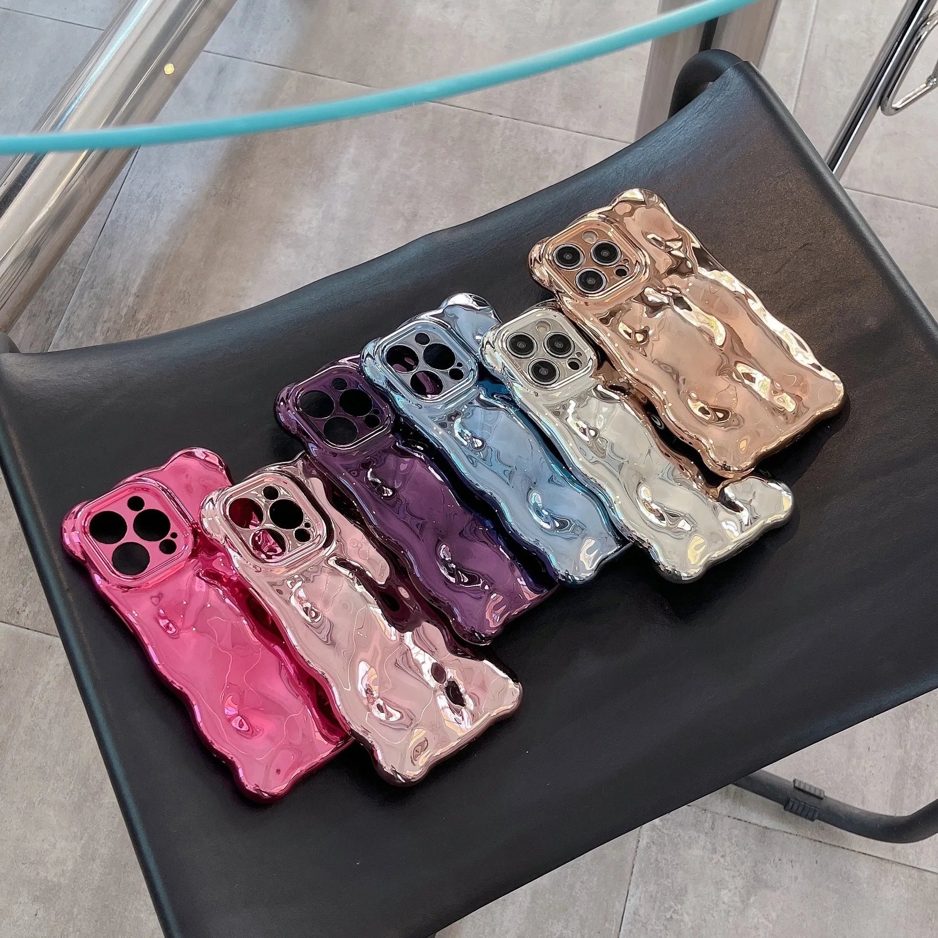 TPU phone case with bubble shell electroplating finish in silver for iPhone