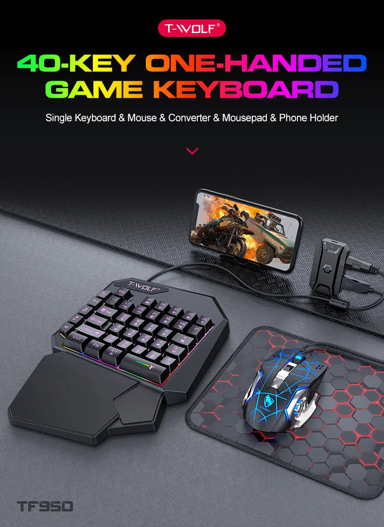 Lei Lang TF900 wired mouse and keyboard set in paper box, plastic construction, 1.5m cable
