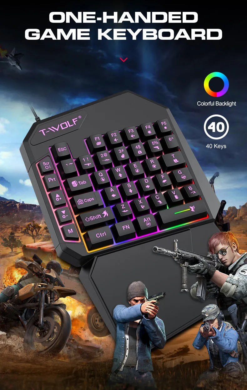 Lei Lang TF900 wired mouse and keyboard set in paper box, plastic construction, 1.5m cable