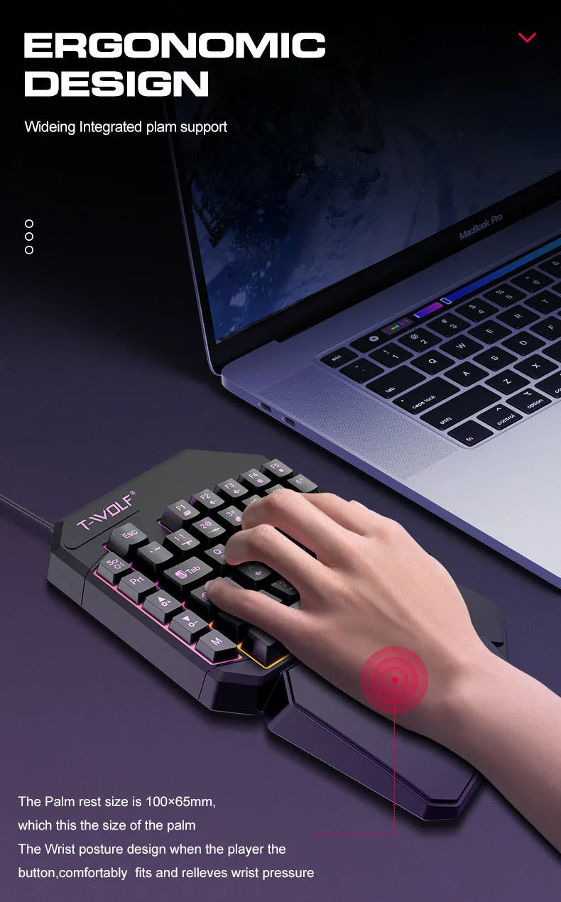 Lei Lang TF900 wired mouse and keyboard set in paper box, plastic construction, 1.5m cable