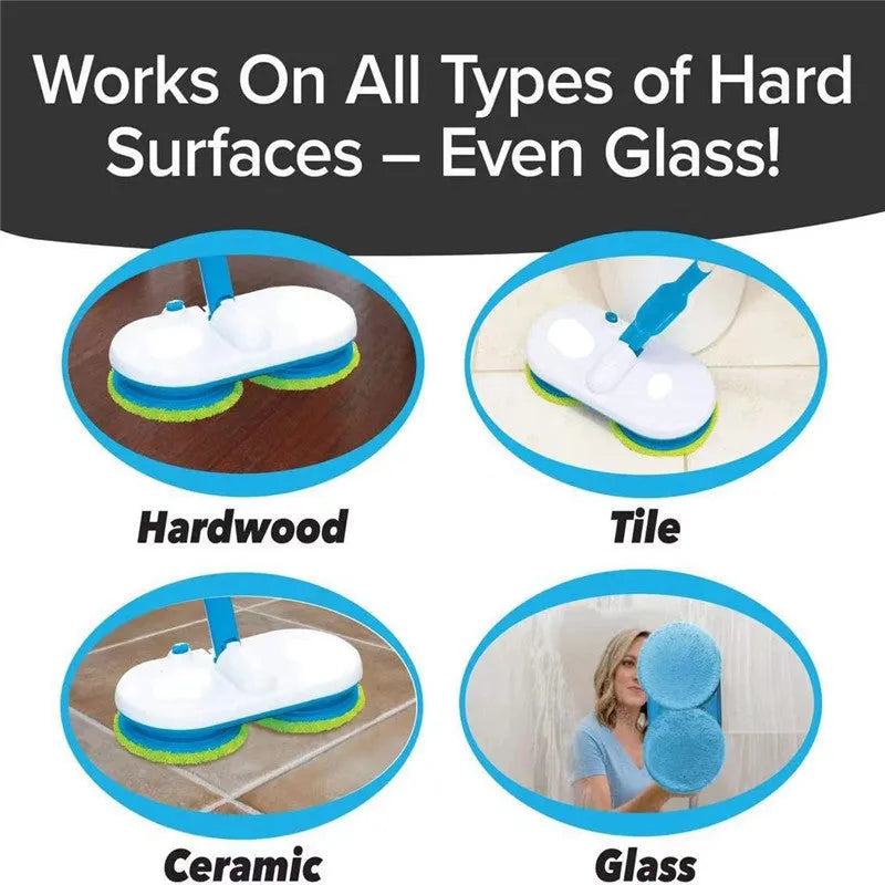 Handheld wireless electric floor mop with USB charging port and multiple cleaning pads