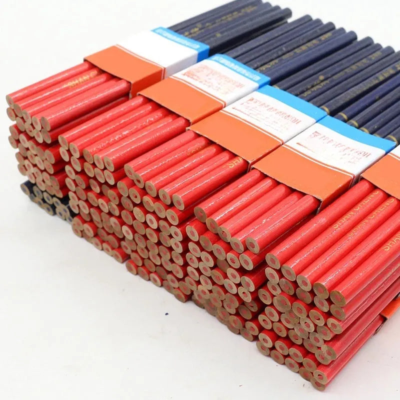 Red and blue carpenter's pencils 10-piece set with round wooden design