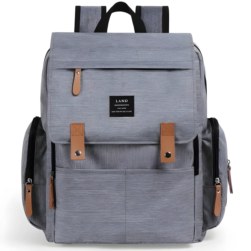 LAND large capacity oxford cloth nappy backpack with changing mat in grey colour