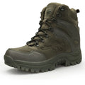 Men's suede military tactical desert boots with rubber sole and front tie in a neutral colour