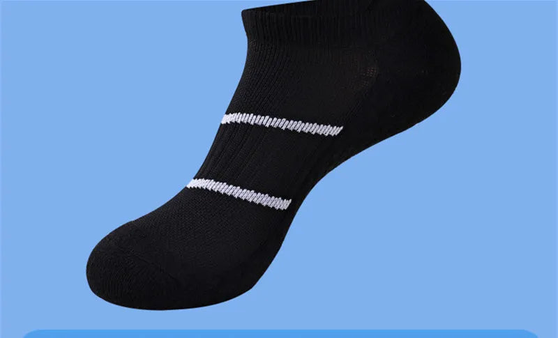 Men's towel bottom sports solid colour socks for running in black, white, gray, pink, mint green, orange, and fluorescent green