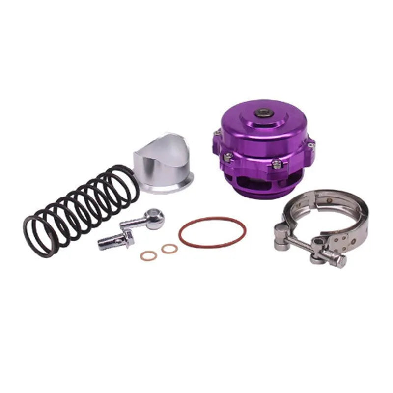 Aluminium alloy turbo blowdown valve in 50mm size, shown in a choice of colours.