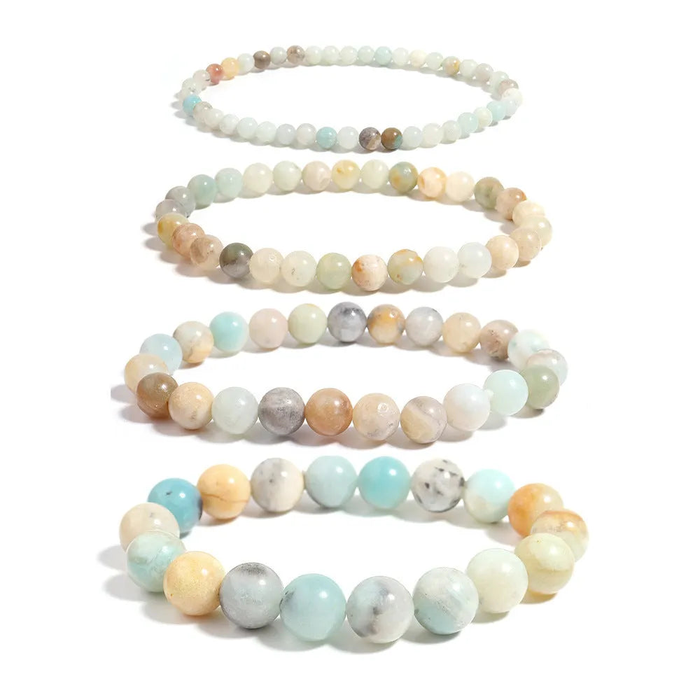Handmade bohemian bracelet with colourful natural Amazon stone beads, shiny finish, unisex design