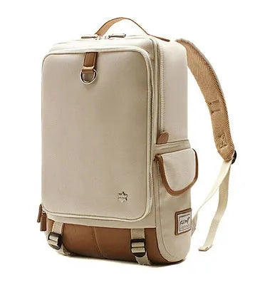 Modern men's backpack in Oxford cloth showing large main compartment, available in army green colour.