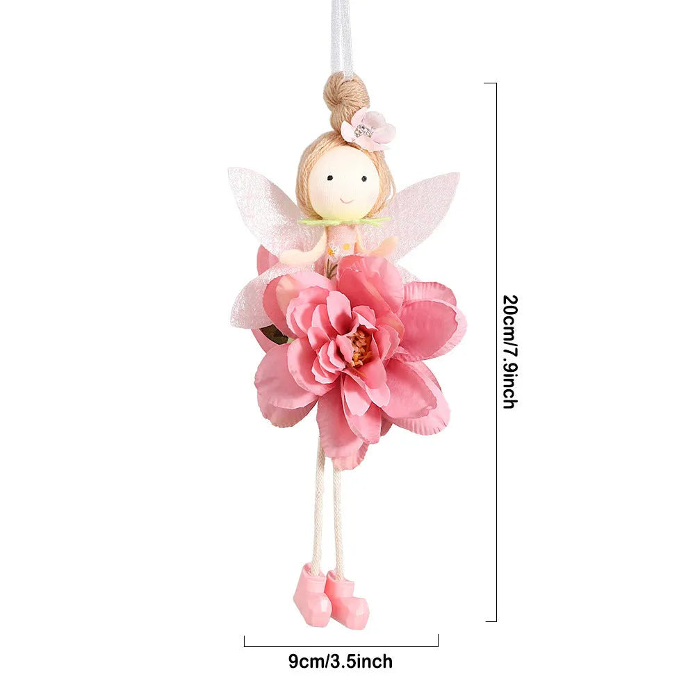 FARCENT cloth flower angel girl elf pendant for Easter decoration in pink, green, or yellow.