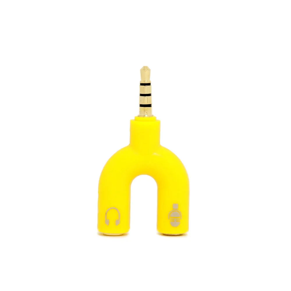 3.5mm audio splitter adapter in six colour options with gold-plated connections