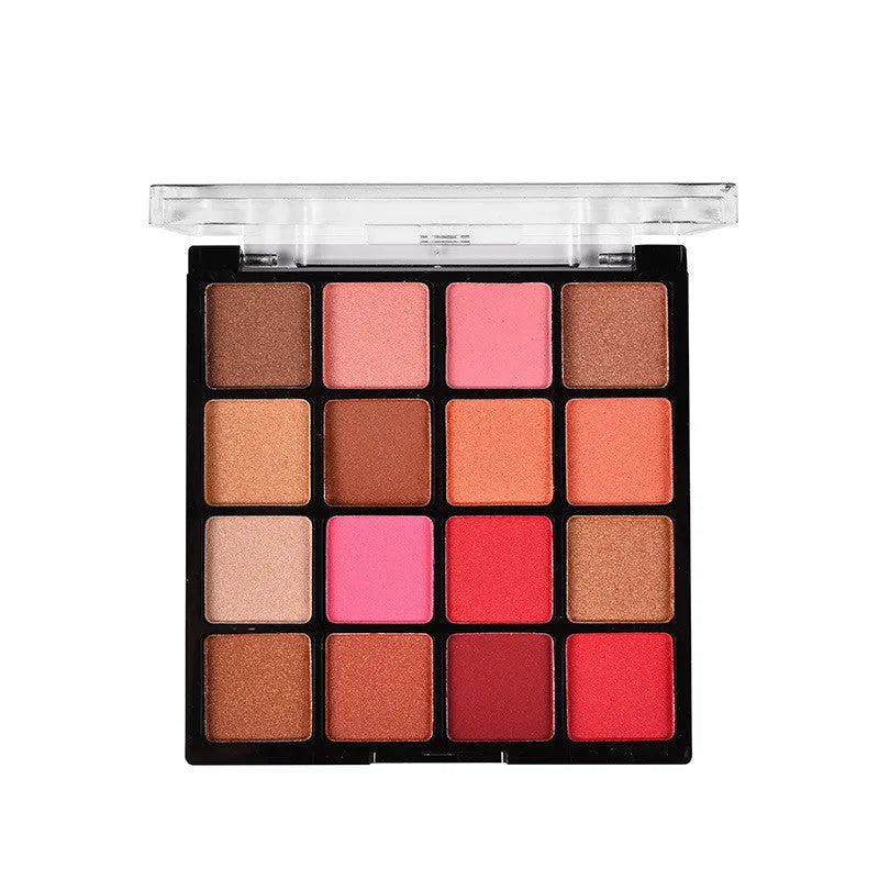 16 colour pearlescent eyeshadow palette in compact plastic case, 9.5 x 9.2 x 1.1 cm