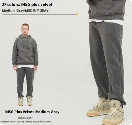 Men's cotton velvet sweatpants with ankle band design in multiple colour options