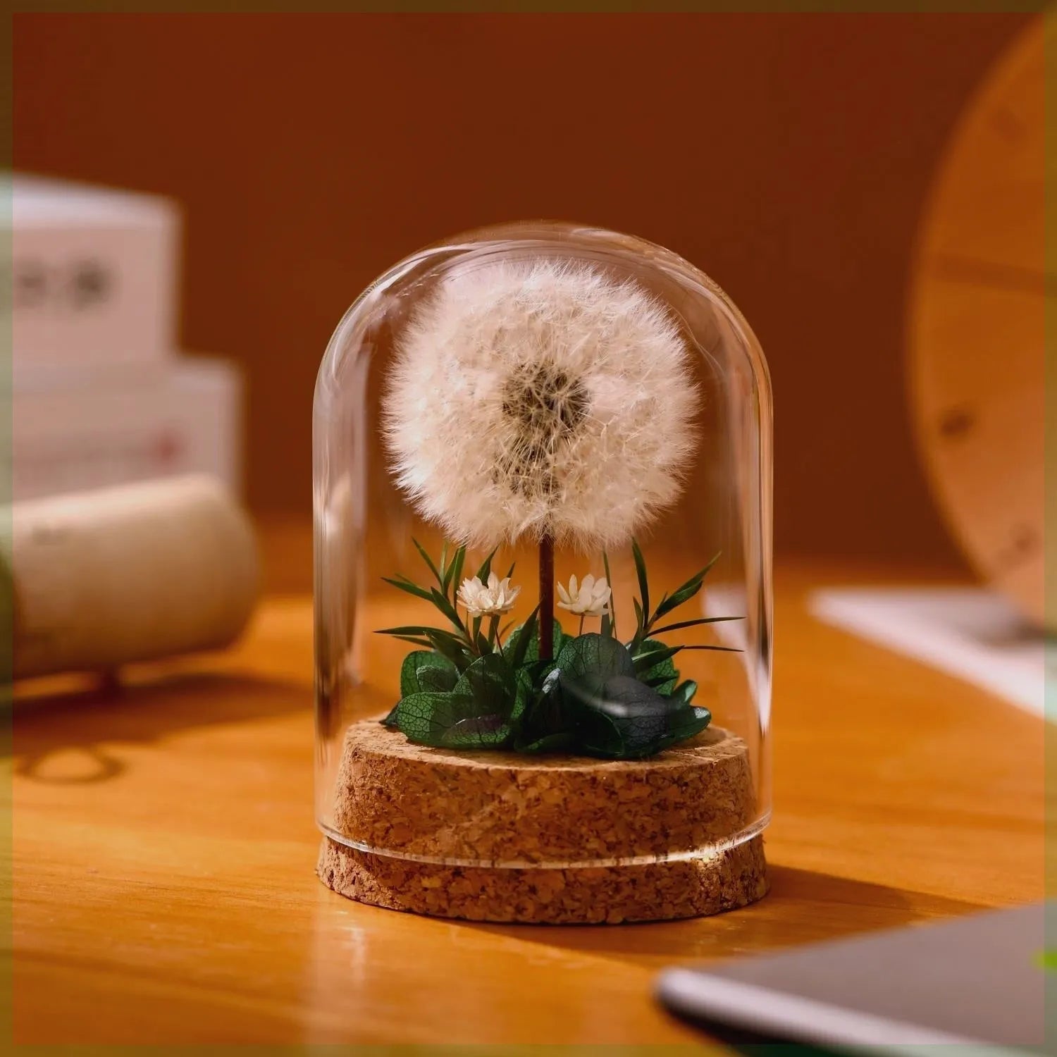 Glass dandelion-shaped night light ornament with colour gradient options